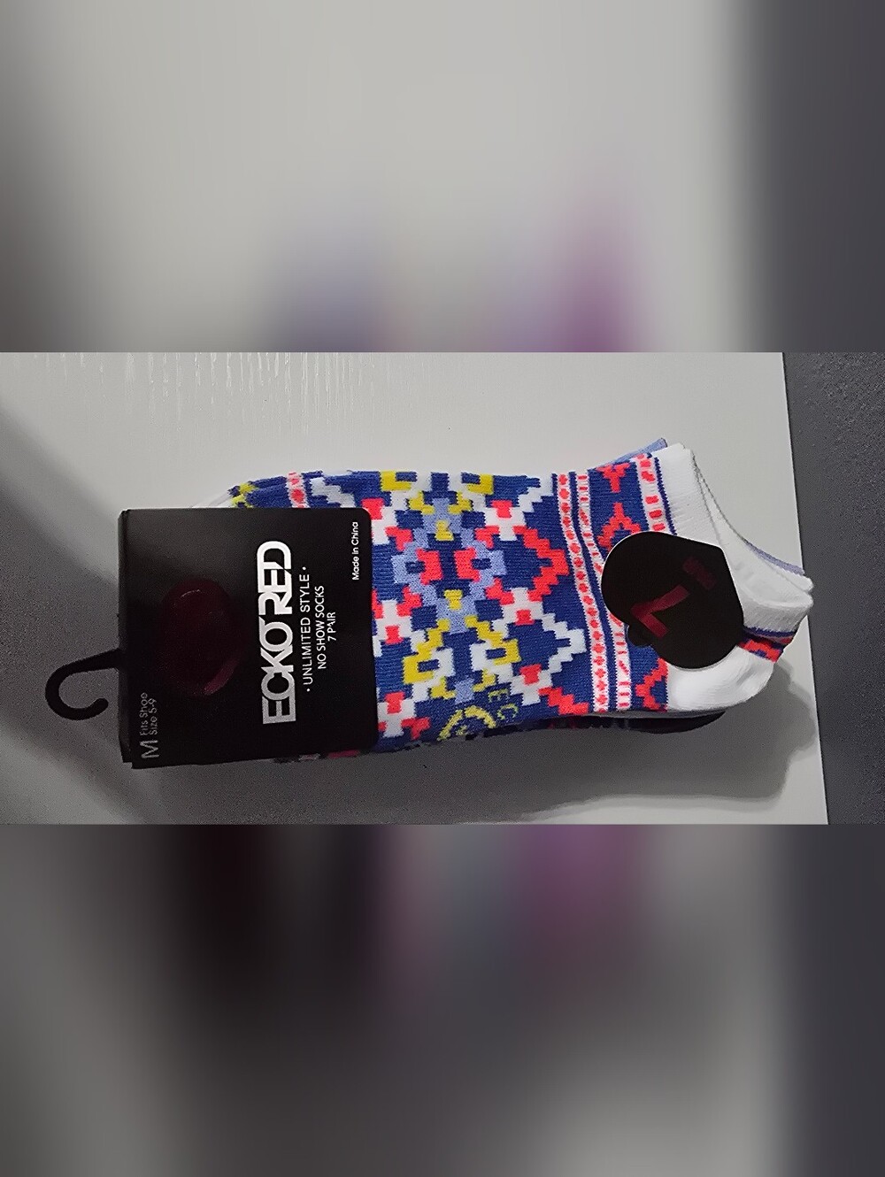 Ecko Unlimited Geometric Multi Print Socks 7 Pk Medium Shoe Size 5-9